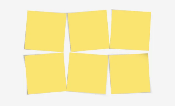 Yellow Post Opmerkingen Acties Ingesteld White Board Vector Illustratie — Stockvector