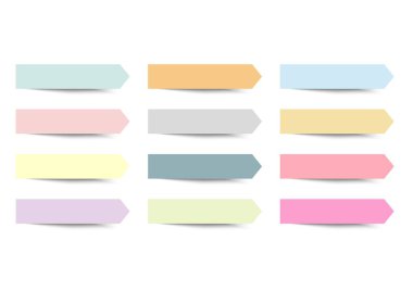Pastel ok yapışkan indeks kağıt seti - Not Sonrası Vektör İllüstrasyonu