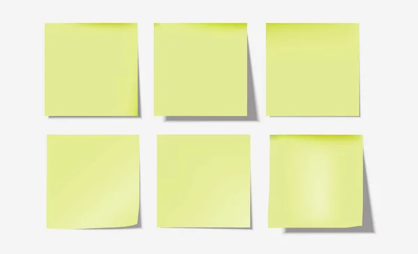 6Light Green Post Notes Set Vector Ilustração — Vetor de Stock