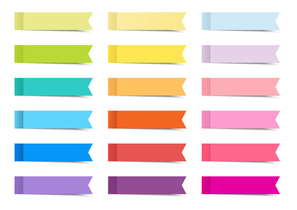 красочные липкие ленты индекс бумаги на борту с тенью - Post Note-Векторная иллюстрация
