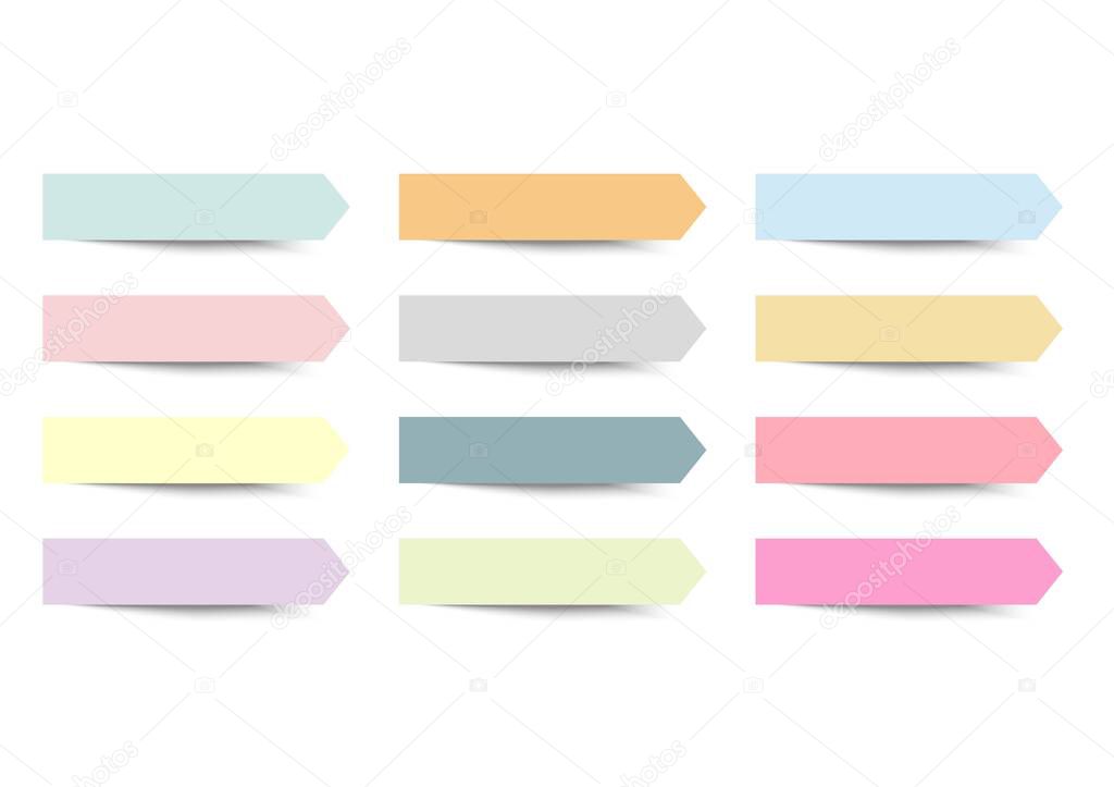 Pastel arrow sticky index paper set - Post Note - Vector Illustration