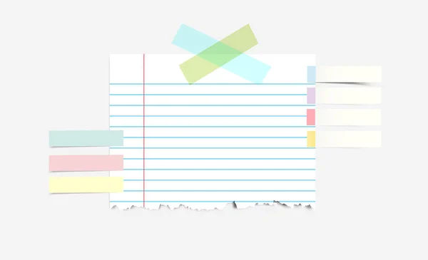 Gescheurd Notebookpapier Met Plakband Kleefindex Vector Illustratie — Stockvector