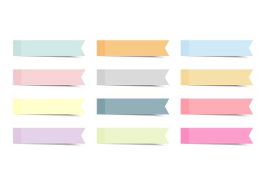 Pastel yapışkan kurdele indeksi kâğıdı üzerinde gölge-Post-Note-Vektör İllüstrasyonu