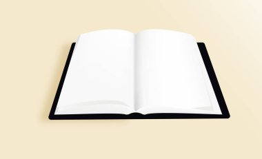 Krema masasının üzerinde açık beyaz ve siyah kapaklı bir kitap - Vektör İllüstrasyonu