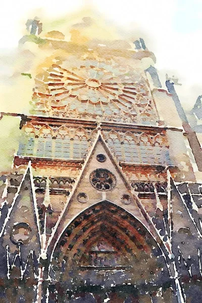 Acquerelli della chiesa di Notre Dame — Foto Stock