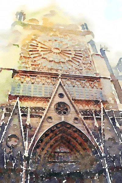 Notre Dame Kilisesi suluboya boyaları.