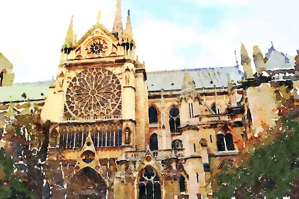 Acquerelli della chiesa di Notre Dame — Foto Stock