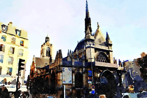 Una delle piccole chiese gotiche nel centro di Parigi — Foto Stock