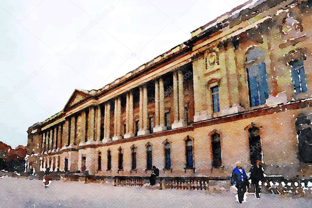 one of the facades of the Louvre