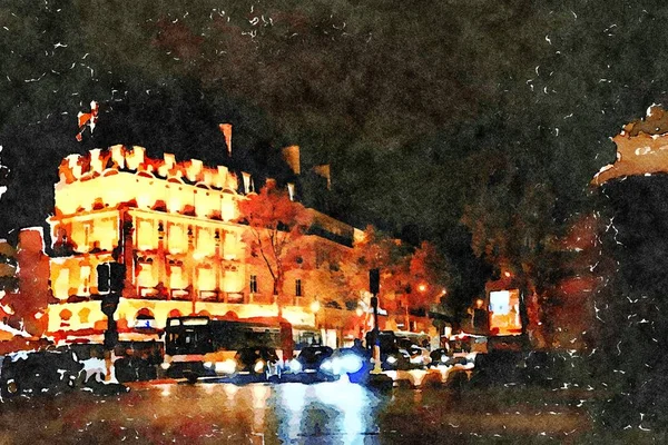 One of the squares of Paris at night — Stock Photo, Image