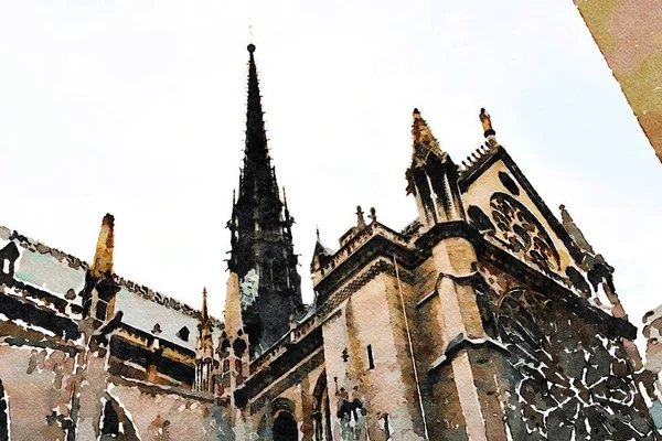 A glimpse of the cathedral of Notre Dame in Paris in the autumn — Stock Photo, Image