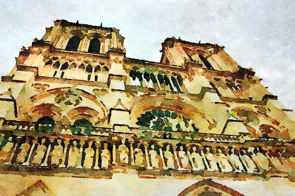 La facciata principale della cattedrale di Notre Dame a Parigi in autunno — Foto Stock
