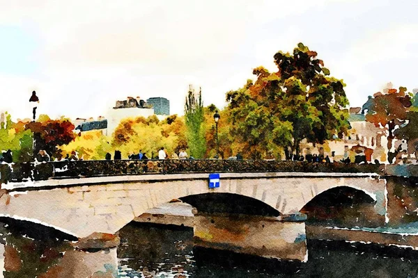 Eine der Brücken über die Seine in Paris im Herbst — Stockfoto