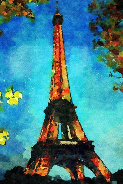 Paris 'te bir sonbahar akşamı Eyfel Kulesi manzarası