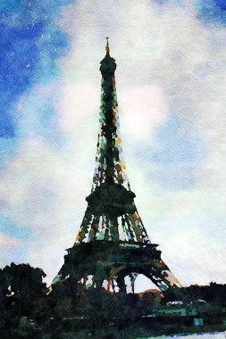 Paris 'te bir sonbahar öğleden sonrası Eyfel Kulesi manzarası
