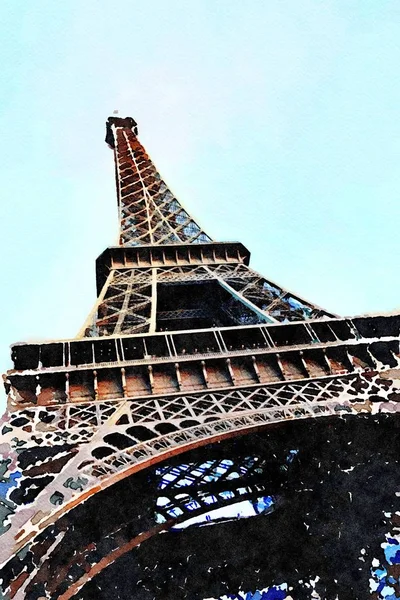 A vista da torre Eiffel em Paris em uma tarde de outono — Fotografia de Stock