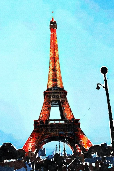 Вид на Эйфелеву башню в Париже осенним вечером — стоковое фото