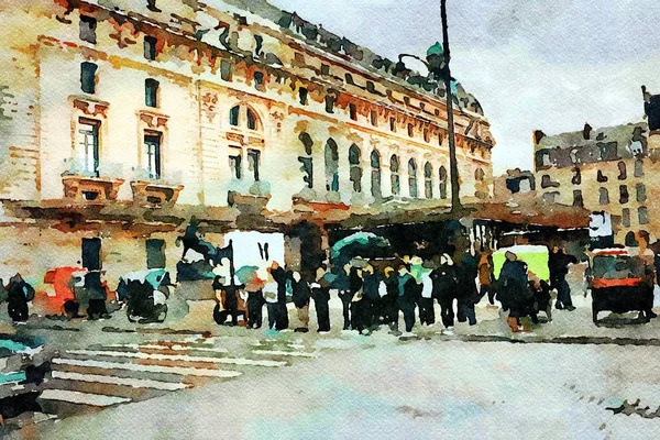 巴黎市中心的一个广场 — 图库照片