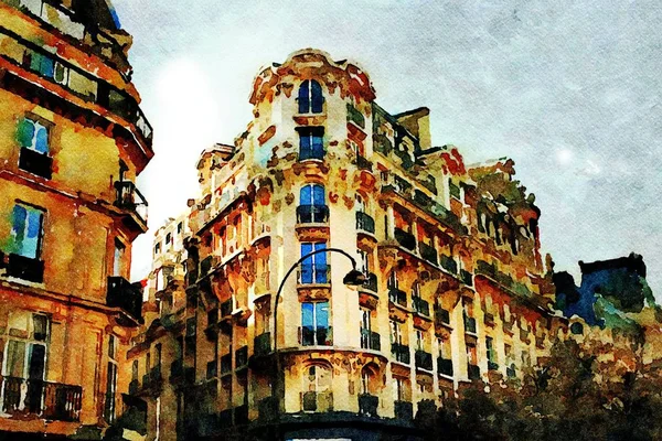 Un edificio histórico en una encrucijada en el centro de París en otoño — Foto de Stock