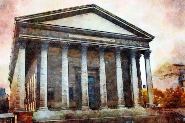 Sonbaharda Paris şehir merkezindeki meydanlardan birine bakan tarihi bir bina.