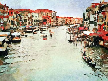 Venedik 'in merkezindeki büyük kanaldaki tarihi binalara bir göz atmak.