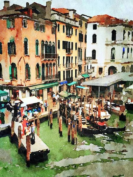 Un vistazo de los edificios históricos en el gran canal en el centro de Venecia — Foto de Stock