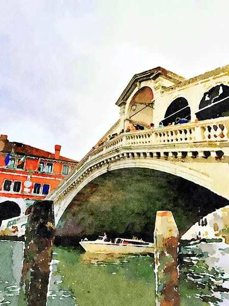 En glimt av den berömda bron i centrala Venedig — Stockfoto