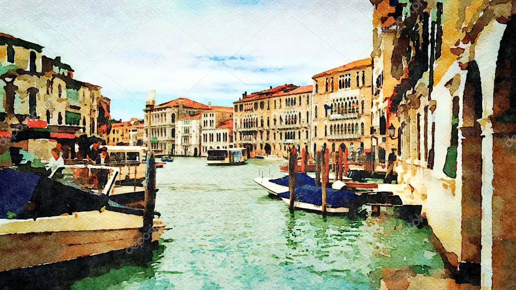 a glimpse of the historic buildings on the grand canal in the center of Venice