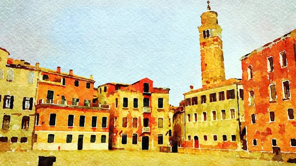Een glimp van een van de pleinen in het historische centrum van Venetië — Stockfoto