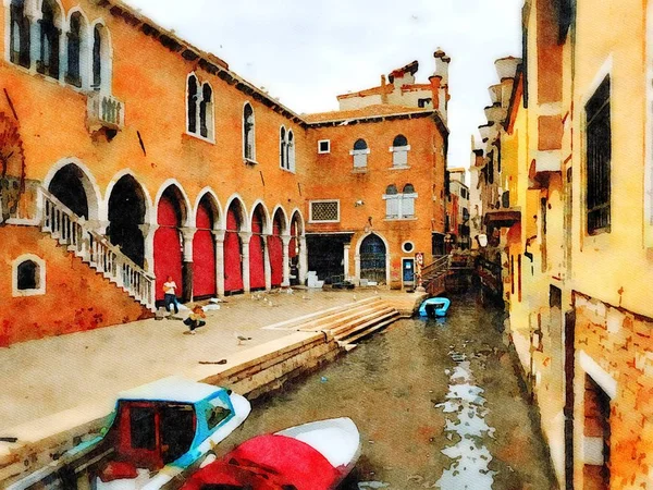 O vislumbre de um edifício histórico no centro de Veneza — Fotografia de Stock