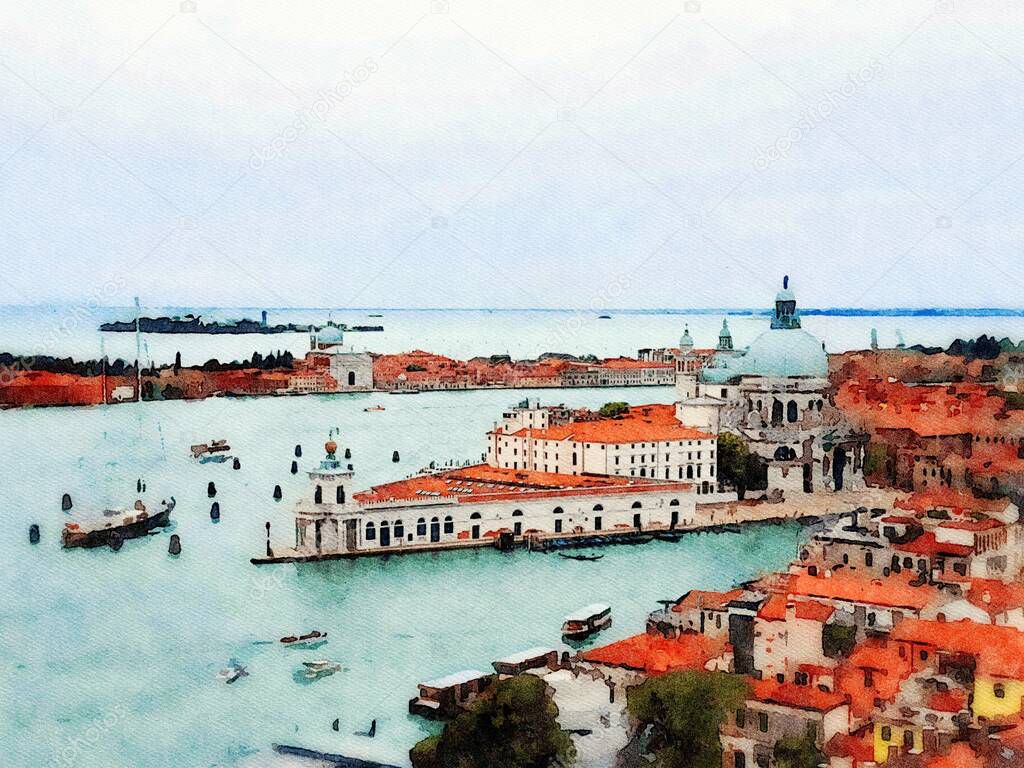 the view of one of the churches in the Venice lagoon