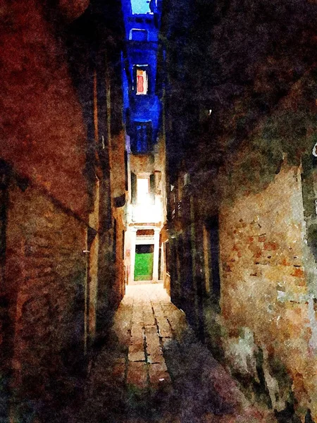 Un vicolo buio nel centro storico di Venezia — Foto Stock