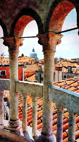 Вид на Венецію з балкона історичної будівлі в історичному центрі. — стокове фото