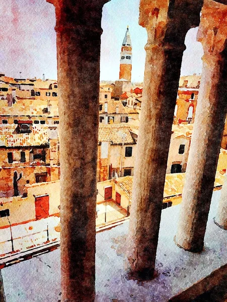 Uitzicht op Venetië vanaf het balkon van een historisch gebouw in het historische centrum — Stockfoto