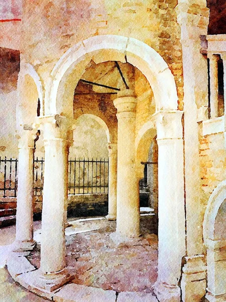 A entrada arqueada de um edifício histórico no centro histórico de Veneza — Fotografia de Stock