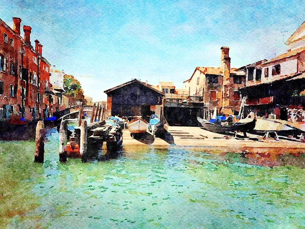 En glimt av en av kanalerna mellan byggnaderna i Venedigs historiska centrum — Stockfoto