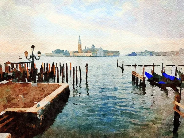 Venedik katedrallerinden biri Büyük Kanaldan görüldü — Stok fotoğraf