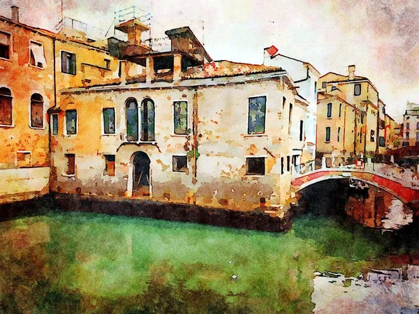 Малі канали між історичними будівлями в центрі Венеції. — стокове фото