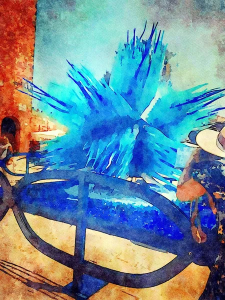 Голубая скульптура на одной из площадей в историческом центре Венеции — стоковое фото