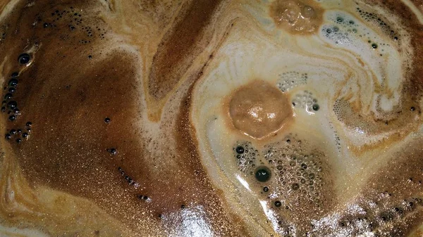 Experiment photo with cappuccino foam and milk and coffee — ストック写真