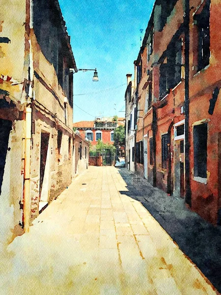 Uma das pequenas ruas no centro histórico de Veneza — Fotografia de Stock