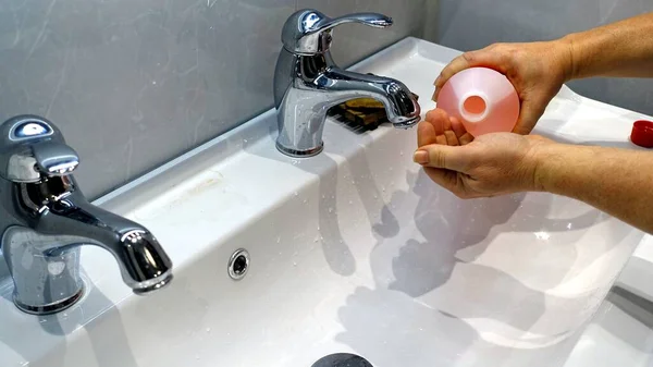 Washing Your Hands Soap Important Thing Also Disinfecting Them — Stock Photo, Image