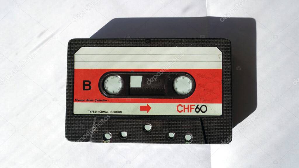 An audio cassette, a vintage object from many years ago that still works very well