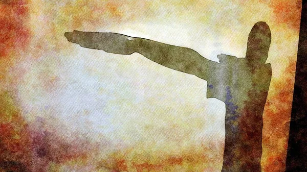 Akvarell Som Representerar Mänsklig Skugga Med Utsträckt Arm — Stockfoto