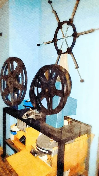 Torino Olaszország 2019 Július Múzeum Mozi Filmvágó Gép Nyúlik Vissza — Stock Fotó