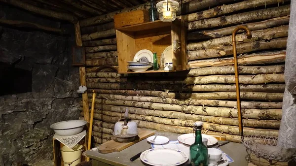 Kiruna Suécia Fevereiro 2020 Interior Uma Antiga Cabana Habitada Por — Fotografia de Stock