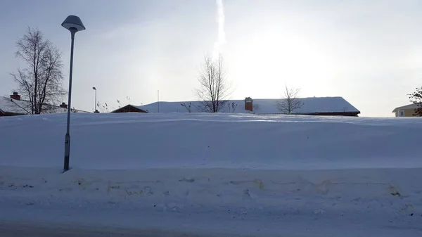 Snöigt Vinterlandskap Kiruna Norra Sverige — Stockfoto
