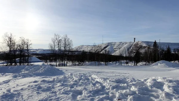 Inverno Nevado Paisagem Kiruna Norte Suécia — Fotografia de Stock