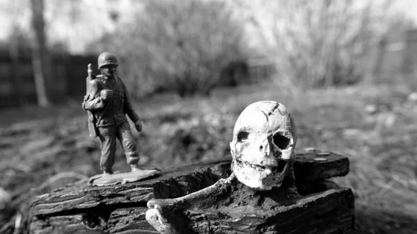 Soldado Guerra Caminha Sempre Com Juntos Direcção Morte Esta História — Fotografia de Stock