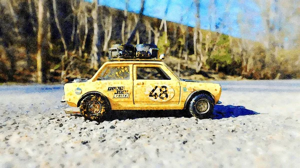 Acuarela Que Representa Coche Carreras Rally Italiano Histórico — Foto de Stock